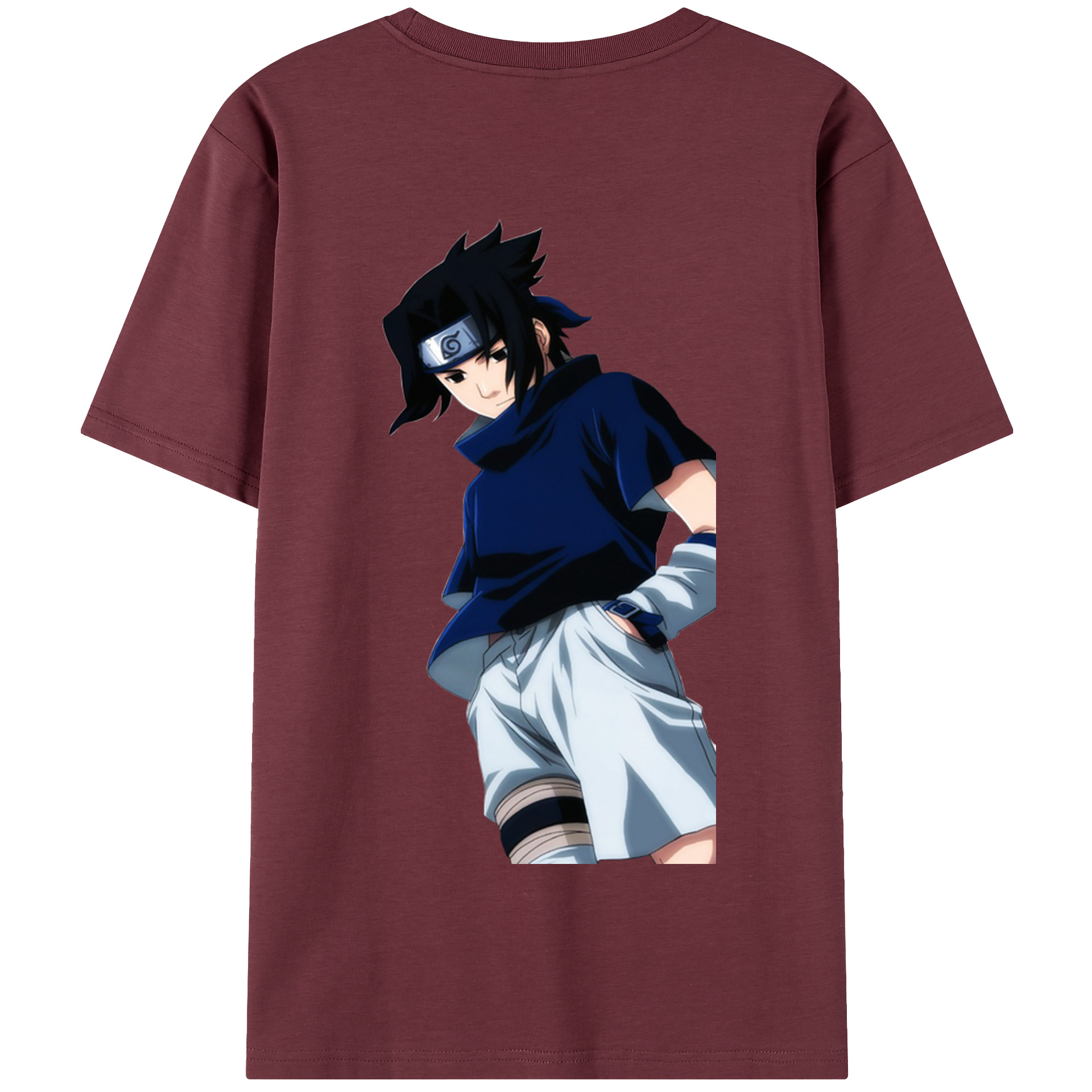 （画像用） NARUTO -ナルト- うちは サスケ Uchiha Sasuke 綿100％半袖Tシャツ（背面プリント）